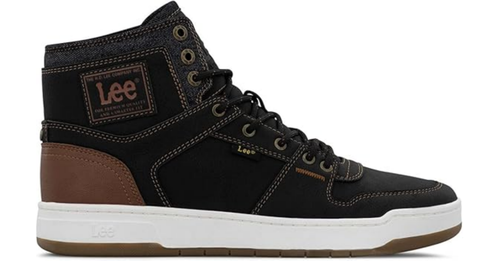 Lee Men's Daybreaker Hi Sneaker in Black&British Tan Lee Men's Daybreaker Hi Sneaker in Black&British Tan